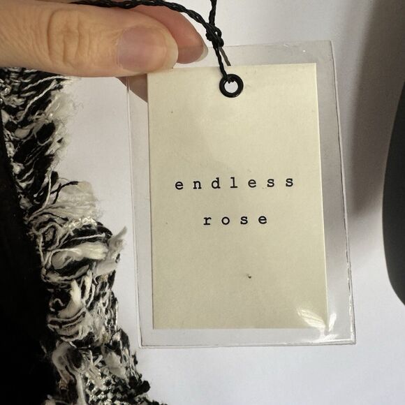 Endless Rose Whitney Tweed Chanel Style Dress Black And White Stripe Women’s S - Picture 9 of 10